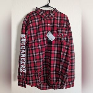 NFL Tampa Bay Buccaneers FOCO Plaid Long Sleeve Button Up Shirt Men's Size XL